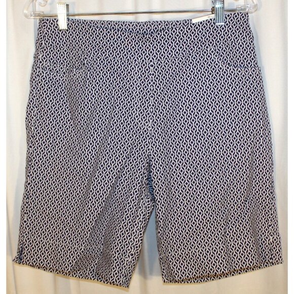 NEW SLIMSATION Golf Walking Shorts Size 10 Midnight Blue Print Slimming Pull-On - Picture 1 of 3